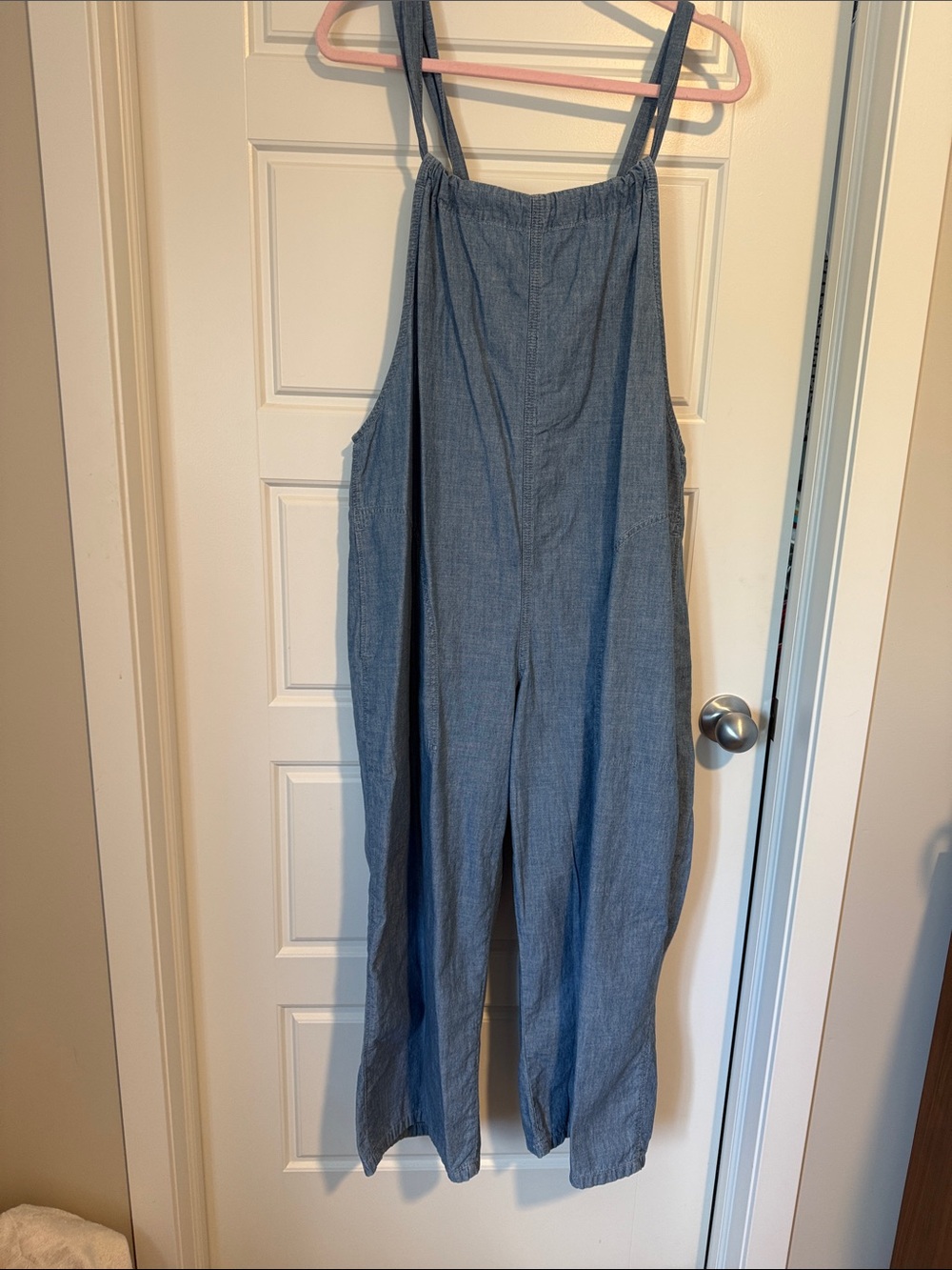 Light Blue Relaxed Linen-Blend Wide Leg Jumpsuit